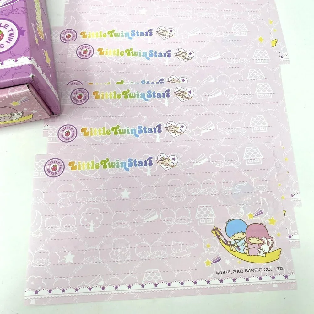 Rare Vintage Little Twin Stars Letter Writing Set Cardboard Drawer Box Preowned